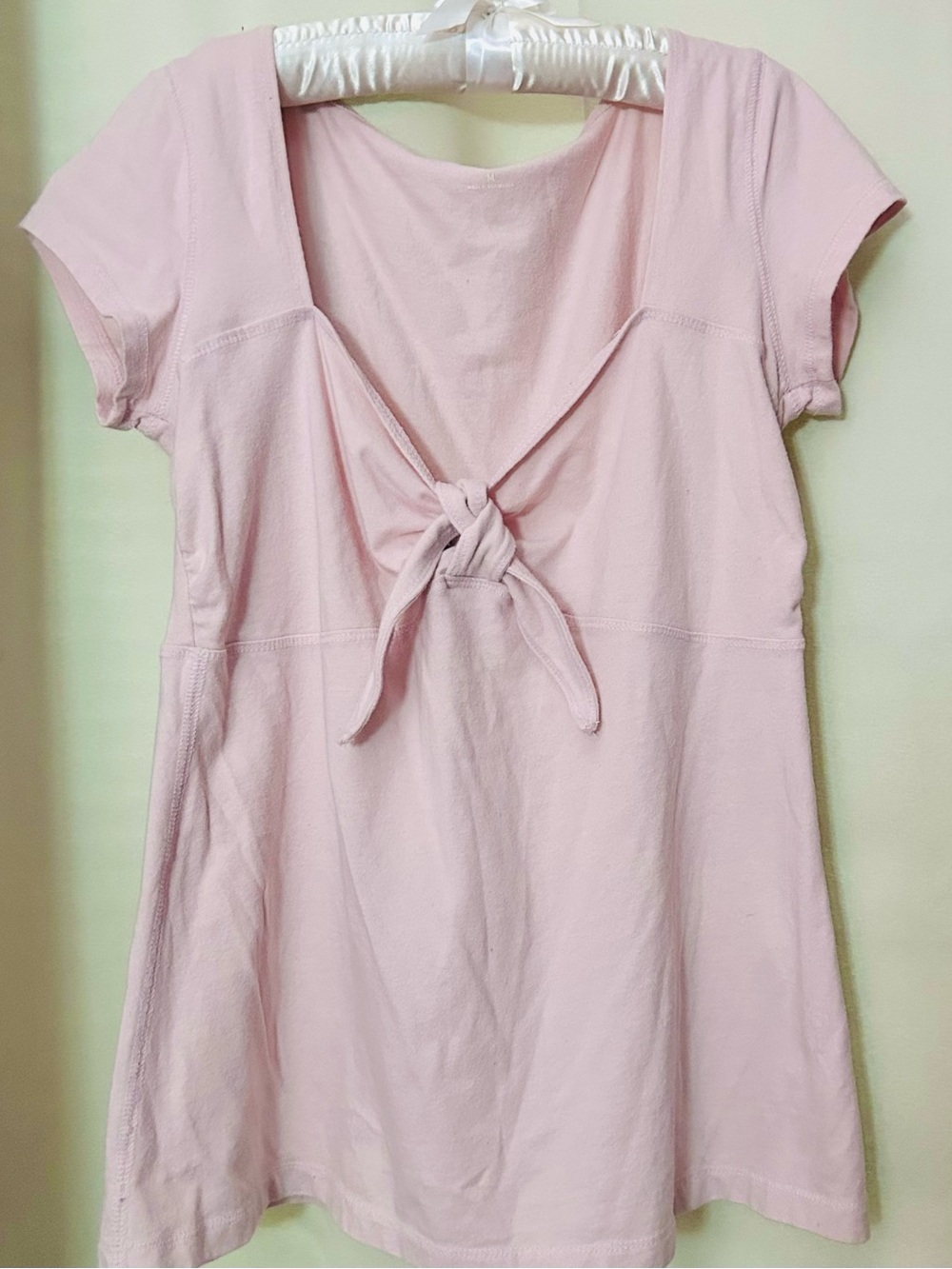 Hollister Light Pink Tie-Front Babydoll Top